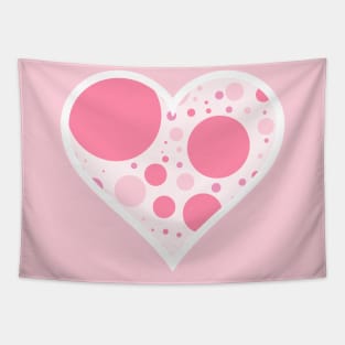 Pink and White Polka Dot Heart Tapestry