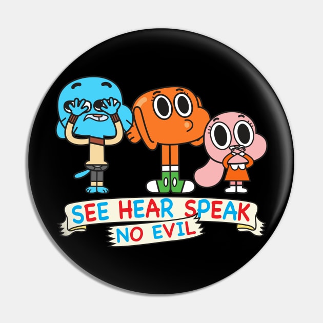 Gumball Darwin Anais No Evil Pin by Plushism