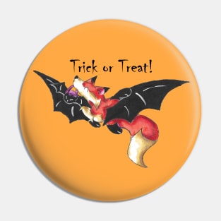 Flying Fox Trick or Treater (With Text) Pin