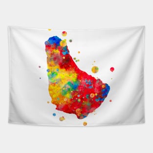Barbados Watercolor Map Painting Tapestry