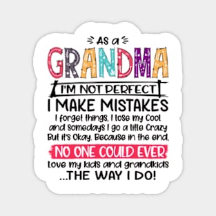 As a Grandma I'm not Perfect I Make Mistakes I forget things Love my kids and grandkids Gift Magnet