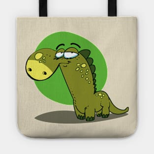 funny dino cartoon style dinosaur illustration Tote