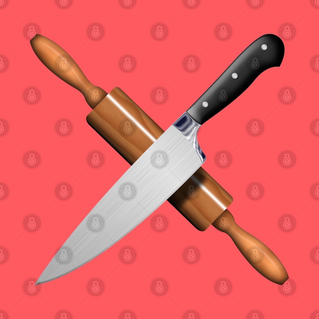 Knife and rolling pin by DrewskiDesignz