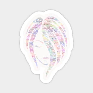 Portrait Girl Fashion Silhouette Shape Text Word Cloud Magnet