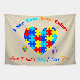 I See Your True Colors Support Rainbow Autism Awareness Tapestry