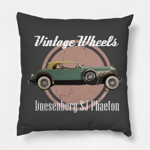 Vintage Wheels - Duesenberg SJ Phaeton Pillow by DaJellah