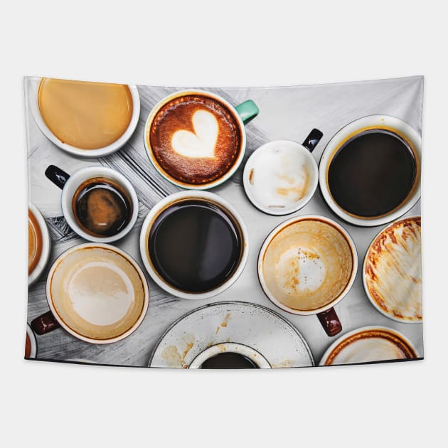 Coffee cups Tapestry by GreekTavern