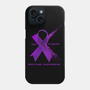 Breaking Awareness/X Out Cancer (Purple Ribbon) Phone Case