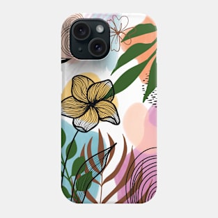 Abstract boho botanical, Mid century modern Phone Case