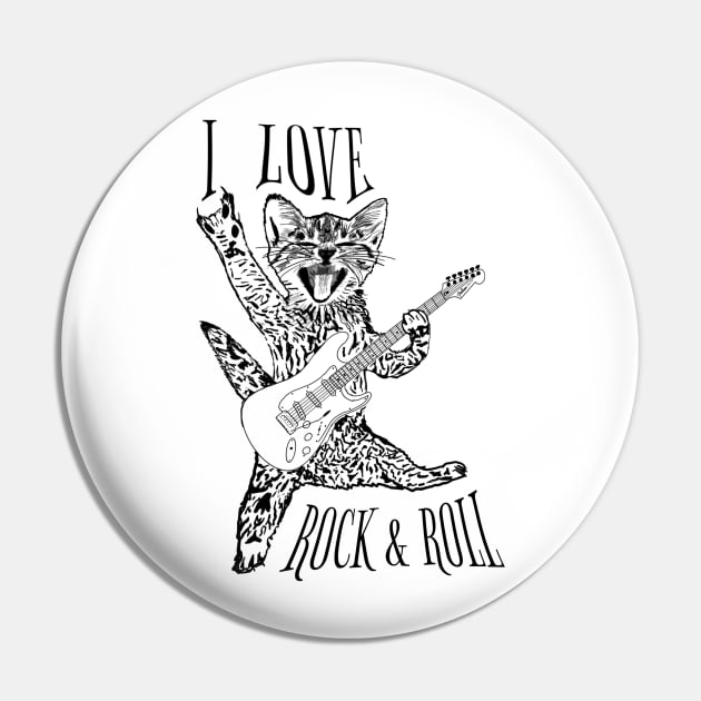 I love rock and roll and black cats rock on, you rock ASL Pin by BrederWorks