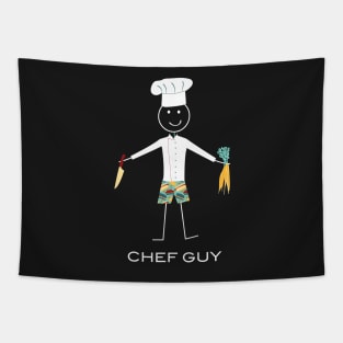 Funny Mens Chef Guy Illustration Tapestry