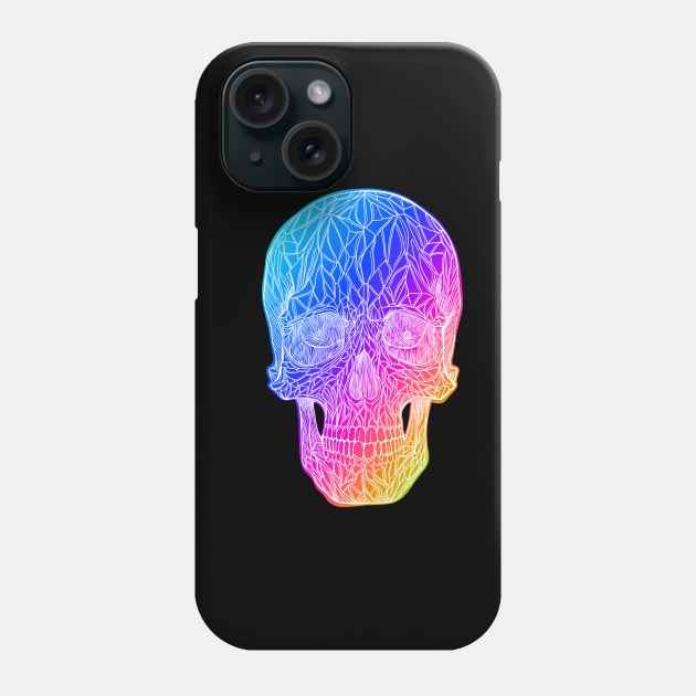 Stained glass skull design - inverted rainbow with white line version Phone Case by DaveDanchuk