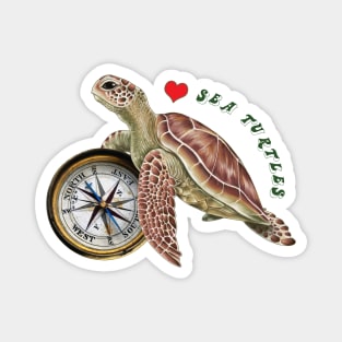 Sea Turtle Compass Love Magnet