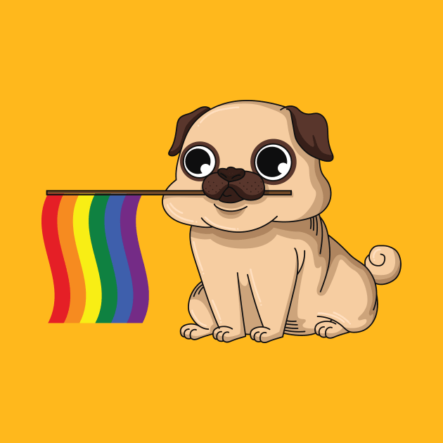 Pride LGBT Gay Bi Lesbian Transgender Pug Rainbow Flag by ghsp