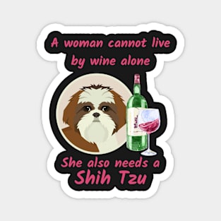 Shih Tzu and Wine Magnet