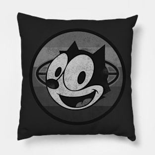 Vintage Cartoon Cat BW Pillow