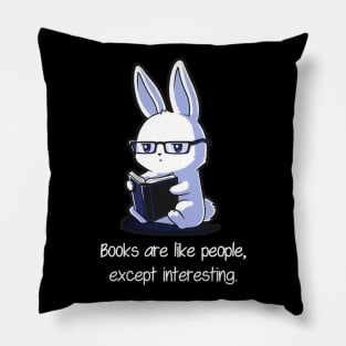 Cute Funny Rabbit Bunny Reading Book - Book Lover Pillow