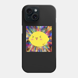 Fruit Lemon on Colorful Background Funny Happy Sour Face Accessory Gift Phone Case