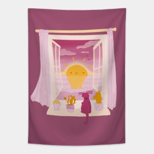 cute sunset window Tapestry