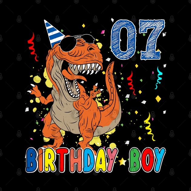 Birthday Boy 7 Years Old Funny Dinosaurs by Tuyetle