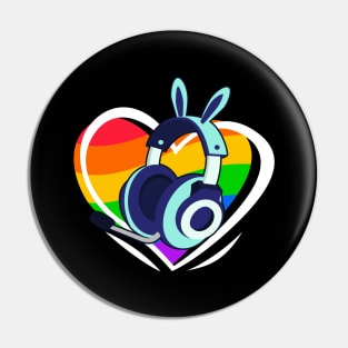 Gamer Gay Pride LGBTQ Gaming Headphones Heart Pin