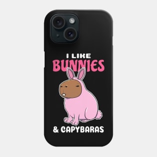 I Like Bunnies and Capybaras Cartoon Phone Case