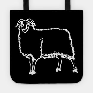 Sheep white line art Tote