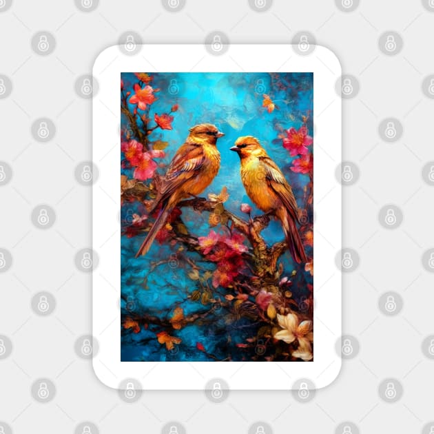 two birds watercolor art Magnet by JBJart