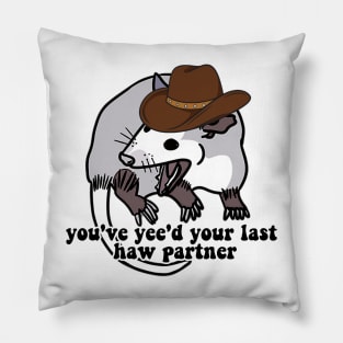 Cowboy Possum Shirt Sticker | You've yee'd your last haw | Possum Sticker | Sticker for Laptop | Funny Sticker Pillow