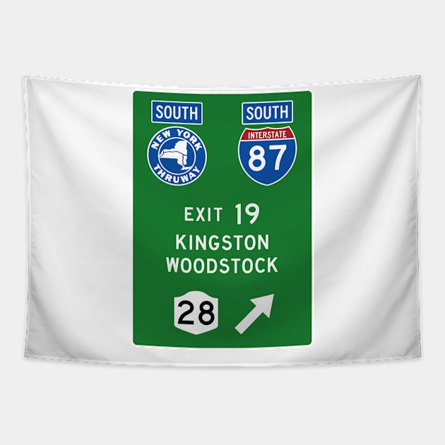 New York Thruway Southbound Exit 19: Kingston Woodstock Catskills Tapestry by MotiviTees