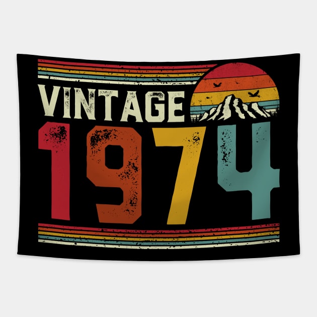 Vintage 1974 Birthday Gift Retro Style Tapestry by Foatui