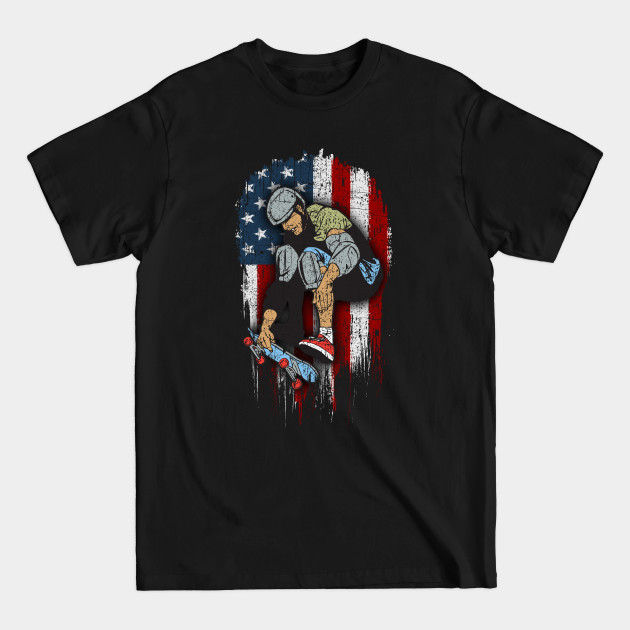 Discover Skateboarder American Flag Skateboard - Skateboarding - T-Shirt