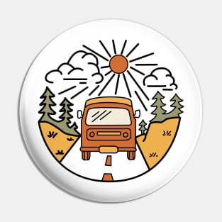 Retro Vintage Camper Van Graphic Illustration Pin