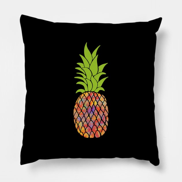 Pineapple Art In Colorful Rainbow Colors - A Beach Fruit Pillow by mangobanana