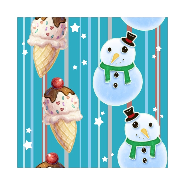 Snowman and Icecream Pattern by saradaboru