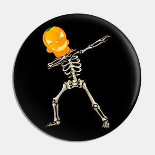 Funny Halloween Pumpkin Skeleton Dab Pin