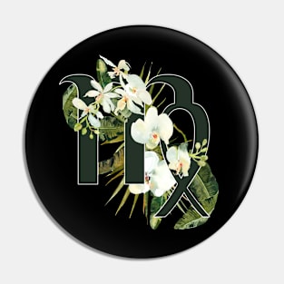 Virgo Horoscope Zodiac White Orchid Design Pin