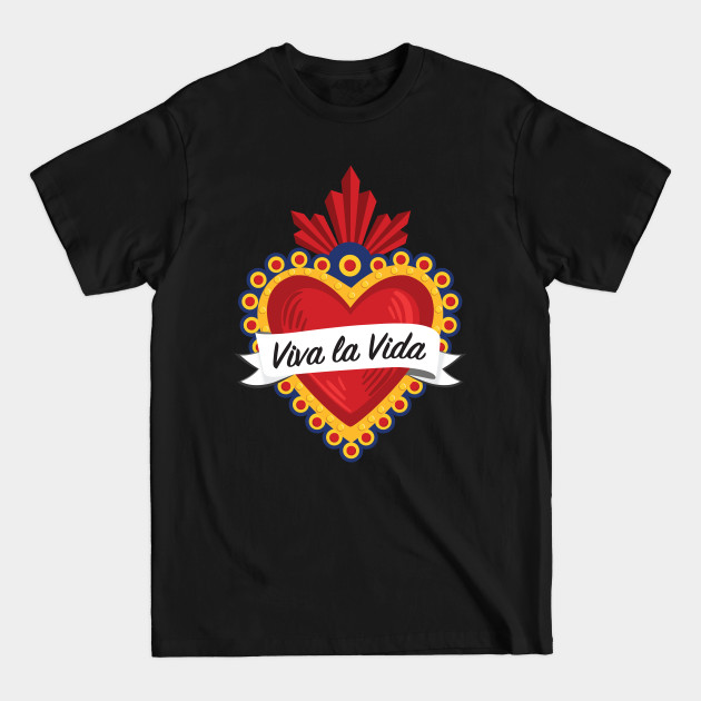 Disover Mexican Sacred Heart II / "Viva la Vida" Frida Kahlo's Quote in Spanish by Akbaly - Heart Design - T-Shirt