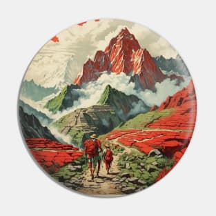 Inca Trail Peru Tourism Vintage Poster Pin