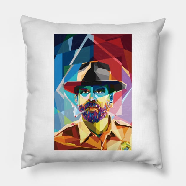 Pop Art Portrait Chief Hopper Pillow by Mattgyver