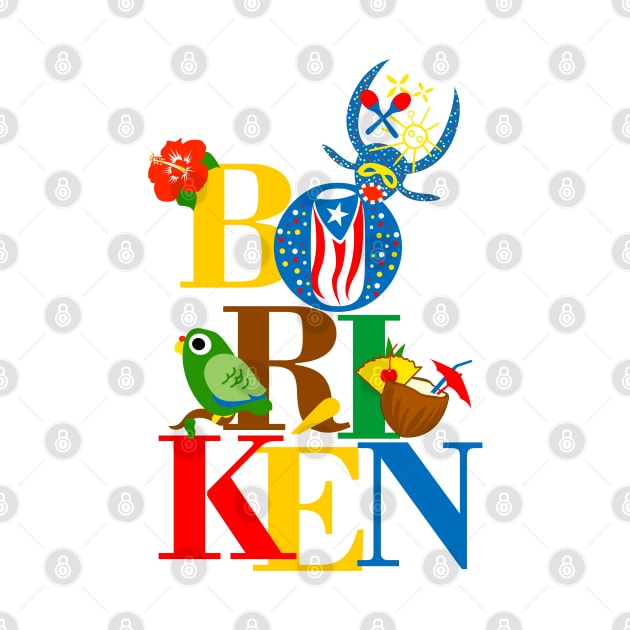 Puerto Rico Boriken Flag Flower Parrot Pina Colada Vejigante by bydarling