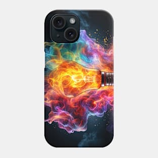 Colorful Lightbulb with Ribbons of Smoke - Creativity Phone Case