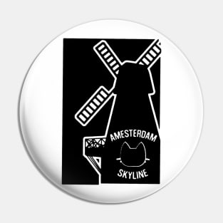 Amsterdam Skyline Cat Pin