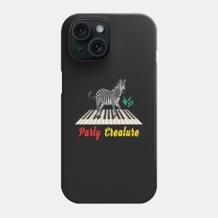 Prancing Zebra on Keyboard Black & White Party Theme Phone Case