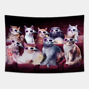 Cats With 3D Glasses Watching 3D Film Tapestry