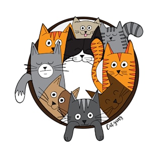 Funny Gang of Cats Illustration T-Shirt