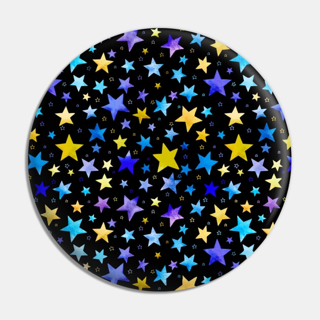 Purple Blue and Gold Stars Pin by RainbowJoy