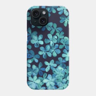 Hand Painted Floral Pattern in Teal & Navy Blue Phone Case