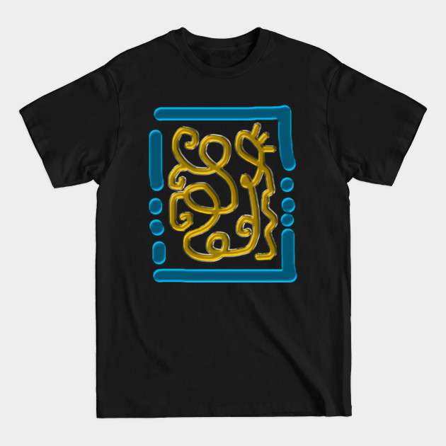 Discover Abstract Symphony - ornament art in blue and yellow gold with silver metallic 3D texture - Abstract Designs - T-Shirt