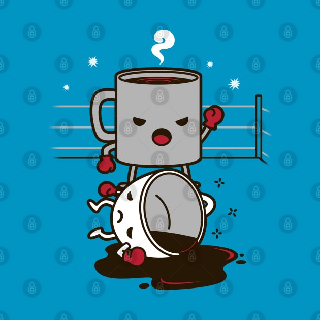 Funny Kawaii Coffee Boxing K.O. Knock Out Boxing Match Sports Cartoon by BoggsNicolas